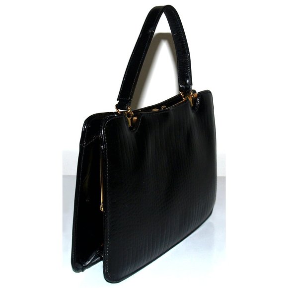 Vintage La Belle Montreal - Black Patent Leather Purse - Picture 8 of 16